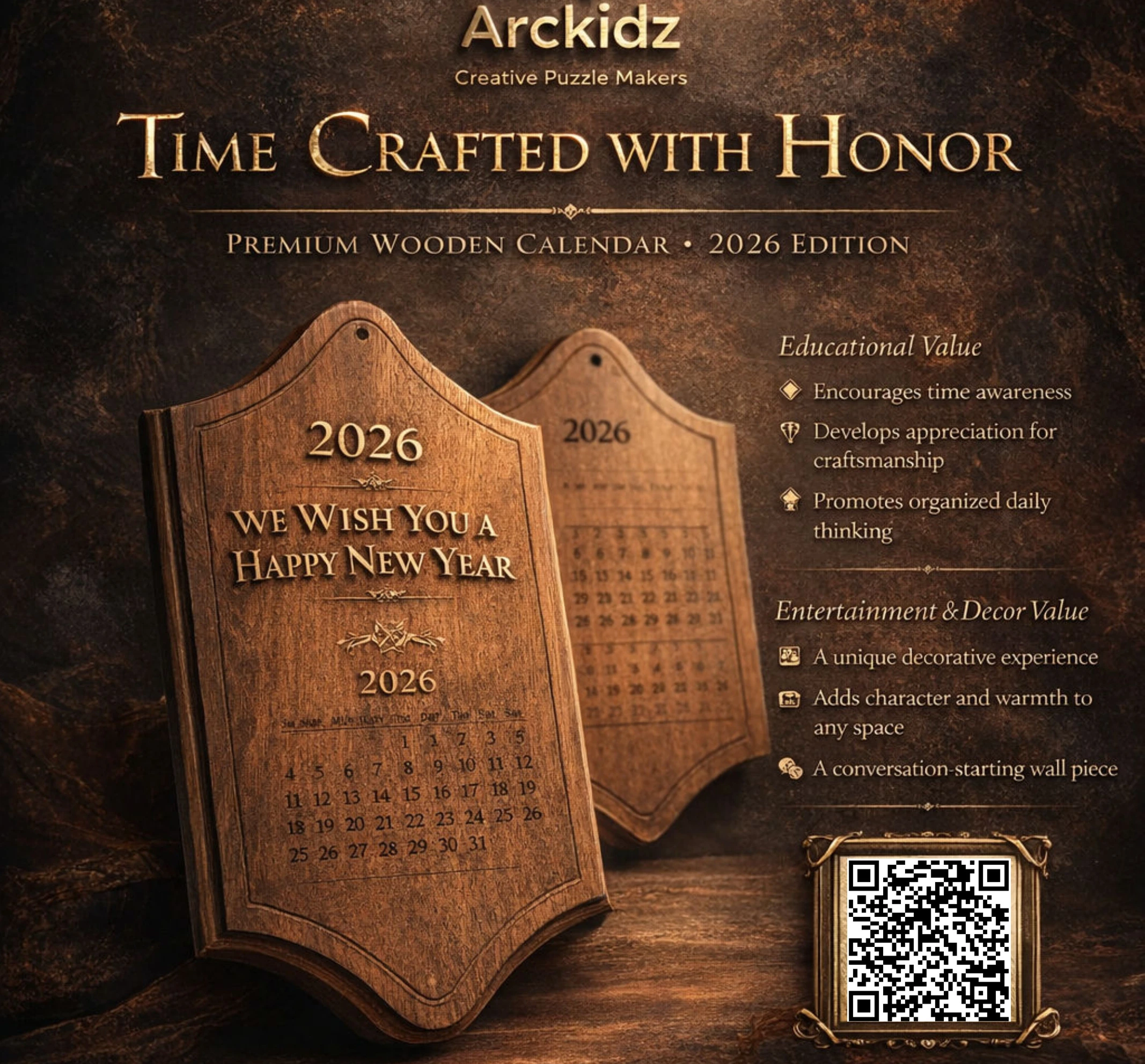 تقويم خشبي 2026 من Arckidz